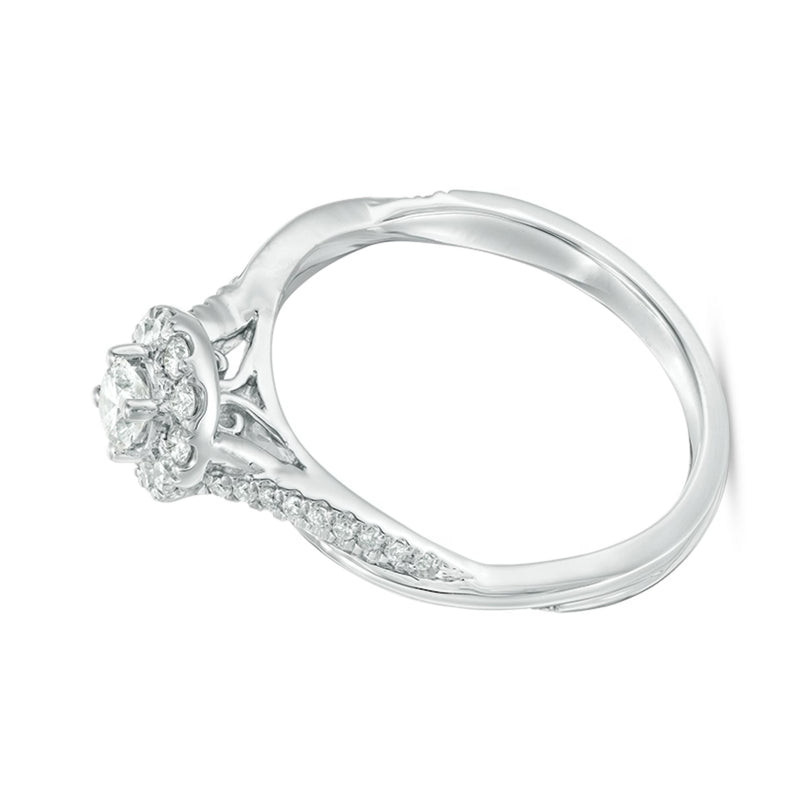 0.38 CT. TW Diamond Frame Twist Engagement Ring in 10K White Gold