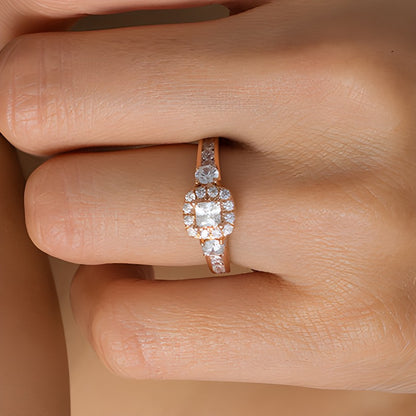 1.25 CT. TW Princess-Cut Diamond Frame Three Stone Engagement Ring in 14K Rose Gold