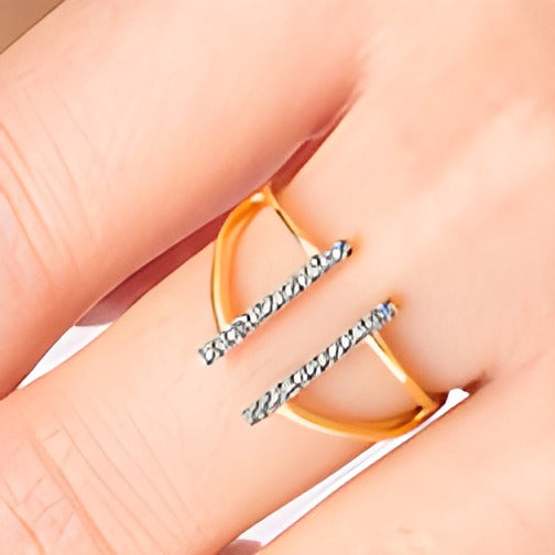 0.1 CT. TW Black Diamond Double Bar Open Split Shank Ring in 10K Gold