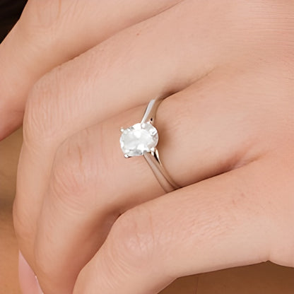 1.0 CT. Oval Diamond Solitaire Engagement Ring in 14K White Gold (I/I2)