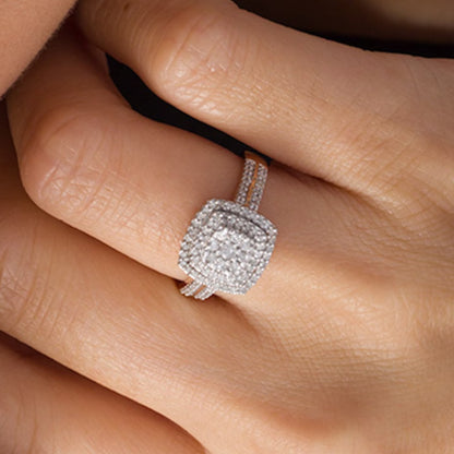 0.38 CT. TW Cushion Multi-Diamond Double Frame Ring in 10K Rose Gold