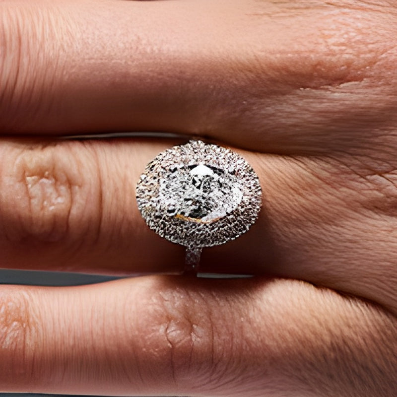 3.0 CT. TW Oval Lab-Grown Diamond Double Frame Engagement Ring in 14K Gold (F/VS2)