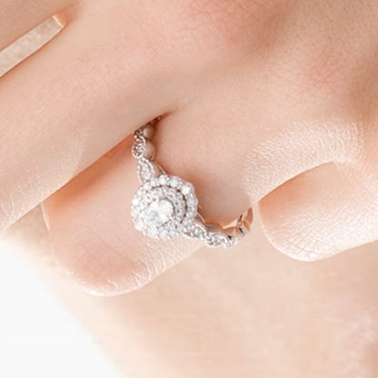 0.38 CT. TW Oval Diamond Double Frame Art Deco Vintage-Style Engagement Ring in 10K White Gold