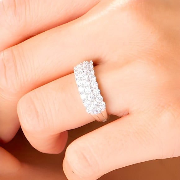 1.5 CT. TW Diamond Multi-Row Band in 10K White Gold