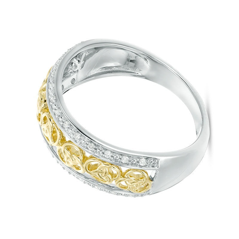 0.13 CT. TW Diamond Love Knot Wedding Band in 14K Two-Tone Gold