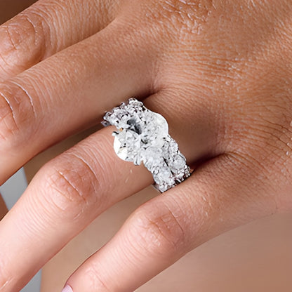 10.0 CT. TW Oval-Shaped Lab-Grown Diamond Bridal Set in 14K White Gold
