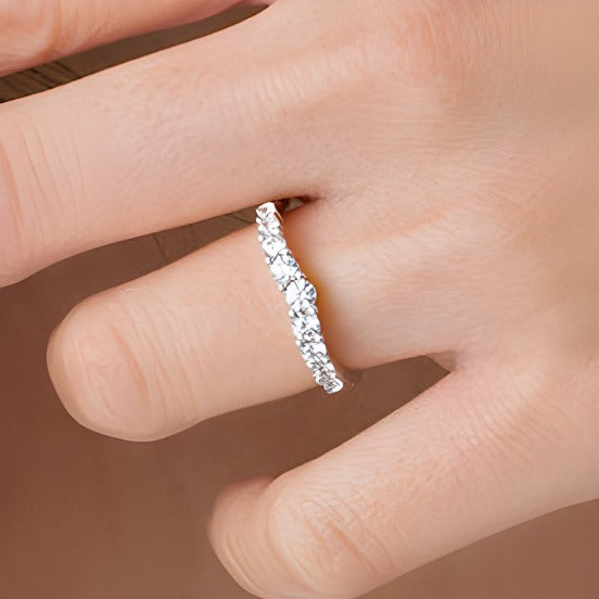 0.5 CT. TW Diamond Nine Stone Contour Wedding Band in 14K White Gold
