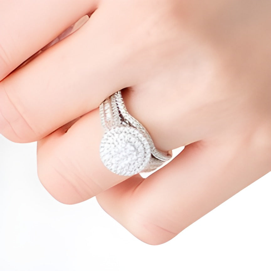 1.0 CT. TW Baguette and Round Composite Diamond Frame Multi-Row Bridal Set in 10K White Gold