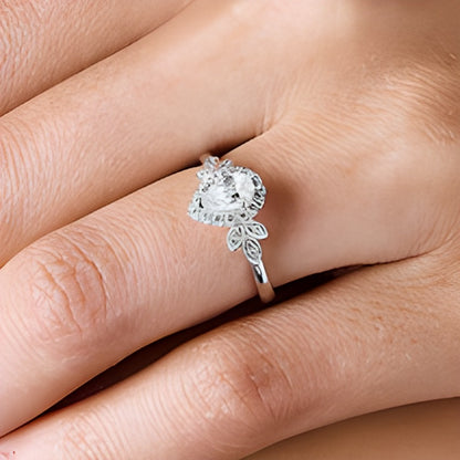 0.75 CT. TW Pear-Shaped Lab-Grown Diamond Frame Engagement Ring in 14K White Gold (F/VS2)