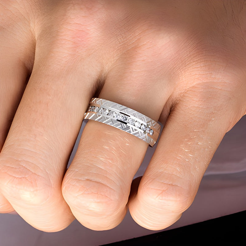 0.5 CT. TW Diamond Zig-Zag Pattern Wedding Band in 10K White Gold