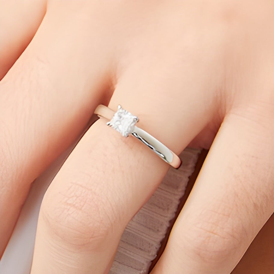 0.5 CT. TW Princess-Cut Diamond Edge Engagement Ring in 14K White Gold (I/I2)