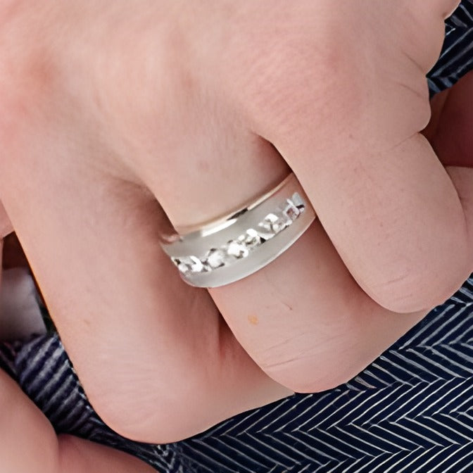 1.5 CT. TW Diamond Nine Stone Wedding Band in 10K White Gold