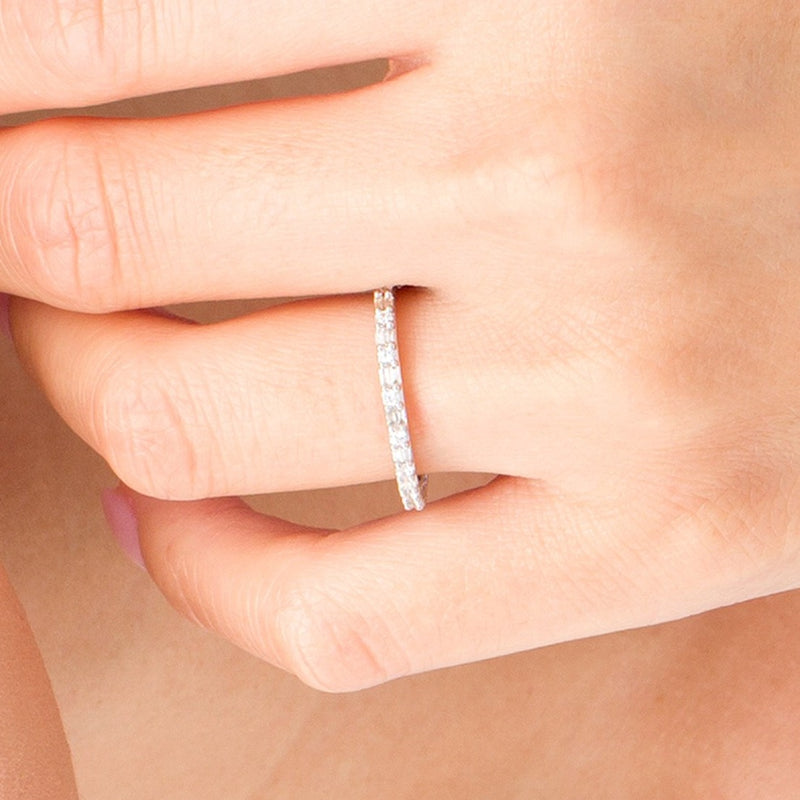 0.5 CT. TW Baguette and Round Diamond Eternity Band in 10K White Gold
