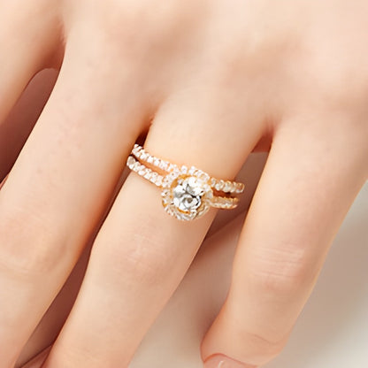 1.17 CT. TW Diamond Swirl Frame Bridal Set in 14K Gold
