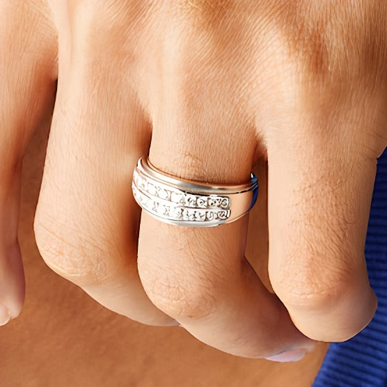 1.0 CT. TW Lab-Grown Diamond Double Row Band in 14K White Gold (F/SI2)