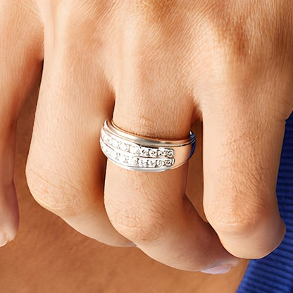 1.0 CT. TW Lab-Grown Diamond Double Row Band in 14K White Gold (F/SI2)