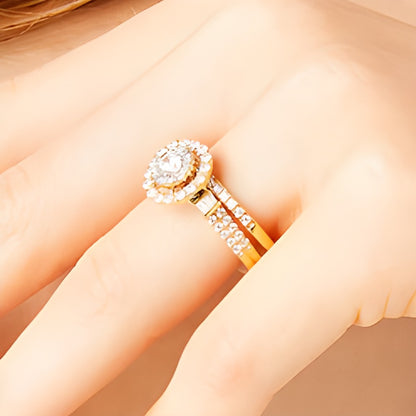 1.0 CT. TW Diamond Double Row Bridal Set in 10K Gold