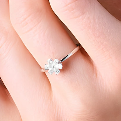 0.33 CT. TW Pear-Shaped Lab-Grown Diamond Flower Ring in 10K White Gold (F/VS2)