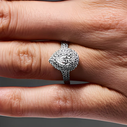 1.0 CT. TW Pear-Shaped Lab-Grown Diamond Double-Frame Engagement Ring in 14K White Gold (F/VS2)