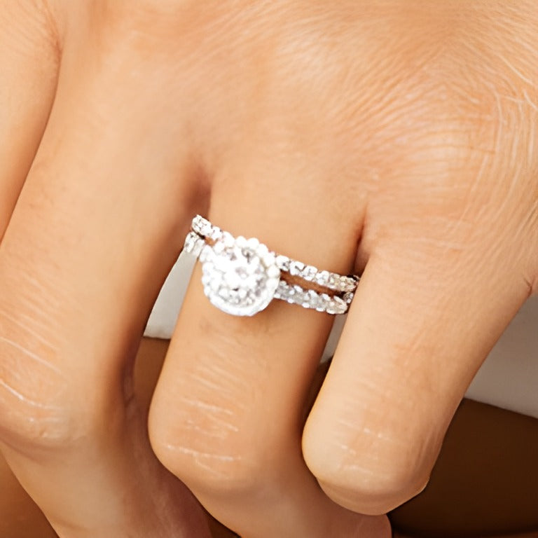 1.75 CT. TW Lab-Grown Diamond Frame Bridal Set in 14K White Gold (I/SI2)