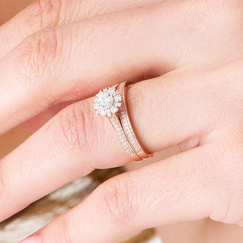 0.5 CT. TW Diamond Frame Bridal Set in 10K Rose Gold
