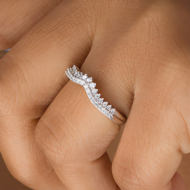 0.33 CT. TW Diamond Double Row Chevron Anniversary Band in 10K White Gold