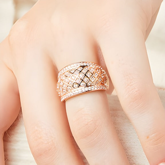 0.75 CT. TW Diamond Edge Wide Lattice Band in 10K Rose Gold