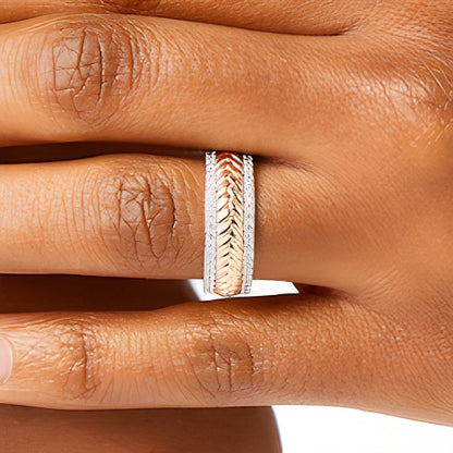 0.33 CT. TW Diamond Edge Herringbone Band in 10K Rose Gold