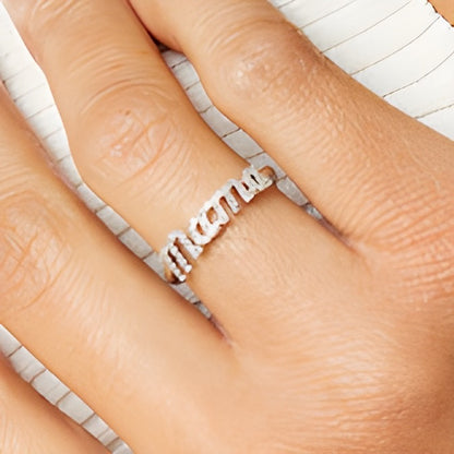 Love Talks 0.13 CT. TW Diamond "Mama" Ring in 10K White Gold