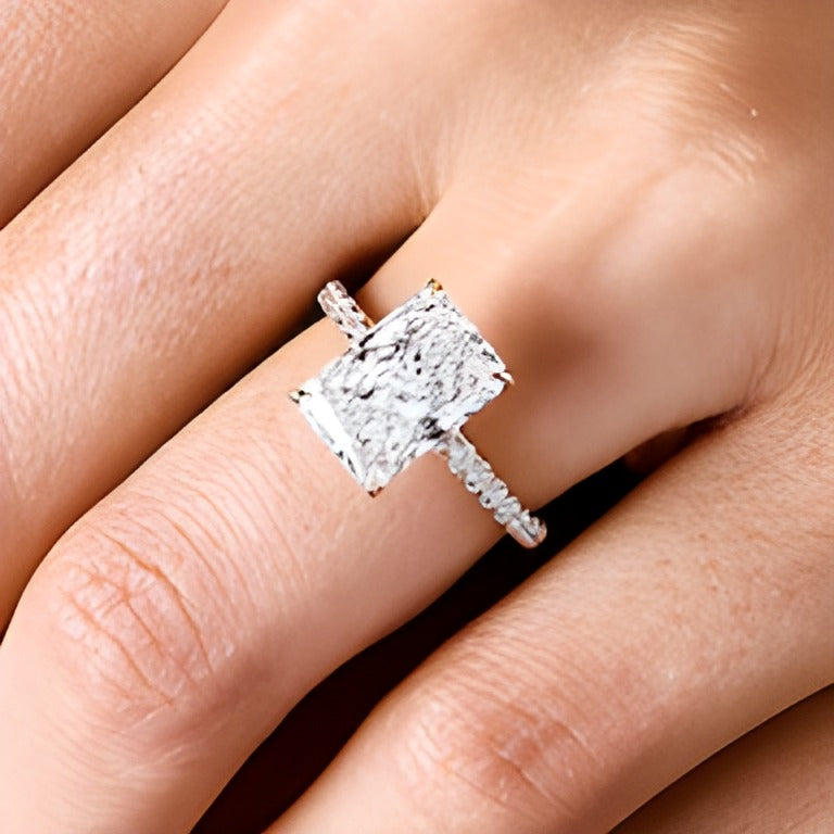 4.25 CT. TW Radiant-Cut Lab-Grown Diamond Engagement Ring in 14K Gold (F/VS2)