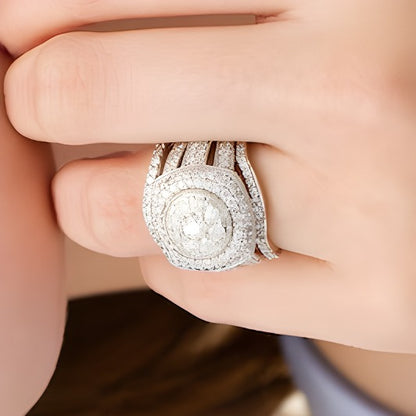 2.25 CT. TW Composite Diamond Cushion Frame Multi-Row Vintage-Style Three Piece Bridal Set in 10K White Gold