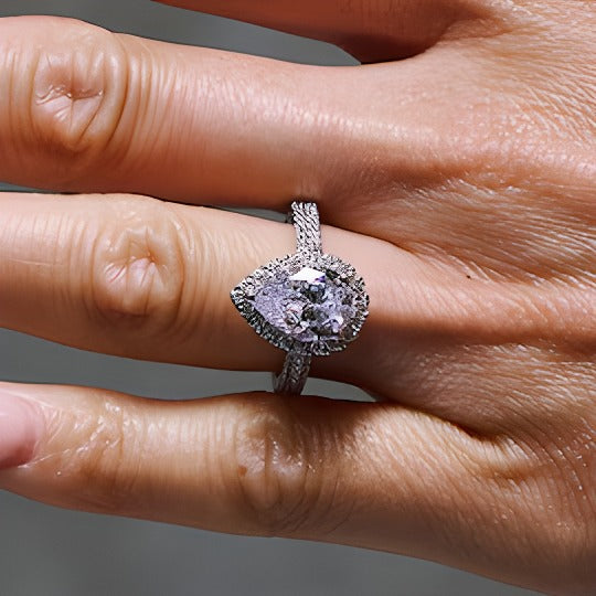 2.63 CT. TW Pear-Shaped Lab-Grown Diamond Frame Ring in 14K White Gold (F/SI2)