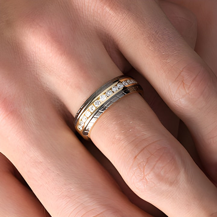 0.5 CT. TW Diamond Slant Groove Edge Wedding Band in 14K Gold with Black Rhodium