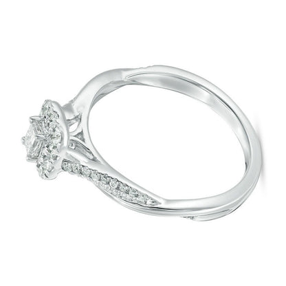 0.38 CT. TW Emerald-Cut Diamond Frame Twist Engagement Ring in 10K White Gold
