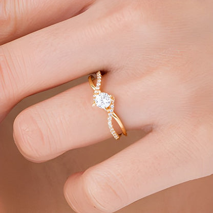 0.5 CT. TW Diamond Bypass Crossover Shank Engagement Ring in 10K Gold