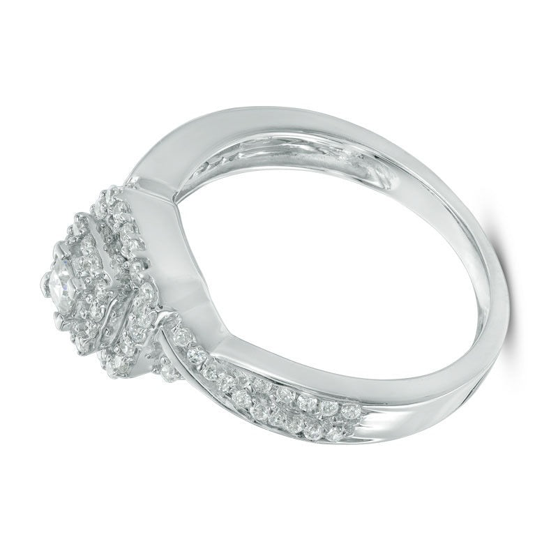 0.33 CT. TW Princess-Cut Diamond Frame Engagement Ring in 10K White Gold