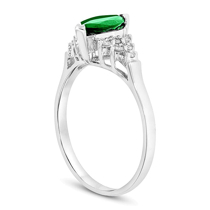 Marquise Emerald and 0.2 CT. TW Diamond Composite Ring in 14K White Gold