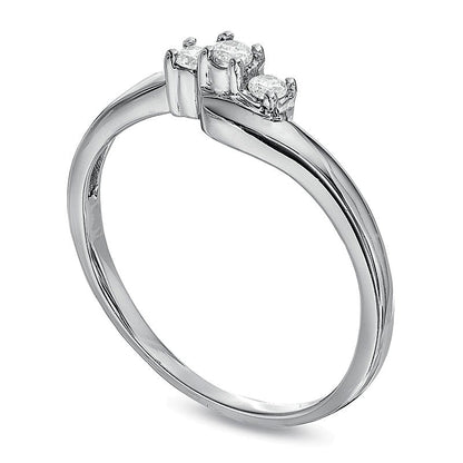 0.17 CT. TW Diamond Three Stone Bypass Promise Ring in Sterling Silver