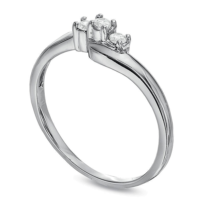 0.17 CT. TW Diamond Three Stone Bypass Promise Ring in Sterling Silver