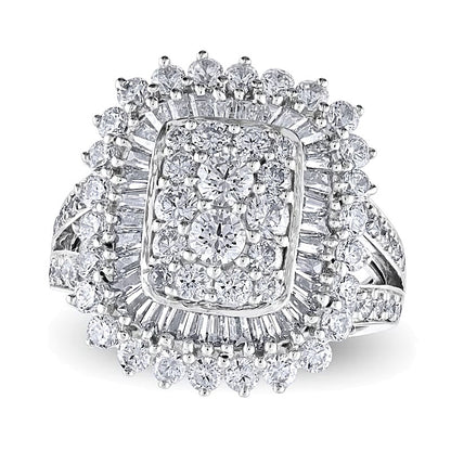 2.5 CT. TW Cushion Multi-Diamond Shadow Frame Ring in 10K White Gold