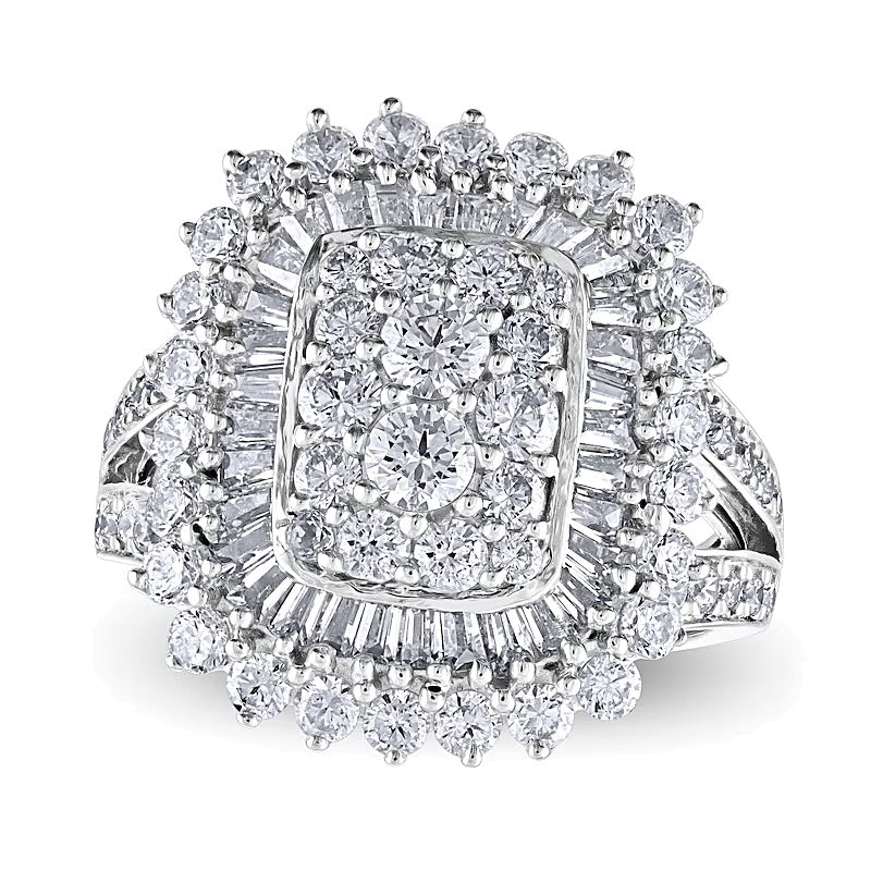 2.5 CT. TW Cushion Multi-Diamond Shadow Frame Ring in 10K White Gold