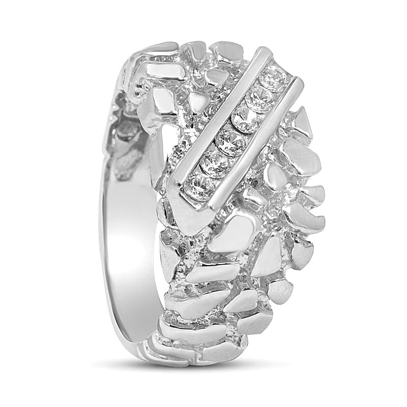0.33 CT. TW Diamond Slant Six Stone Nugget Ring in Sterling Silver