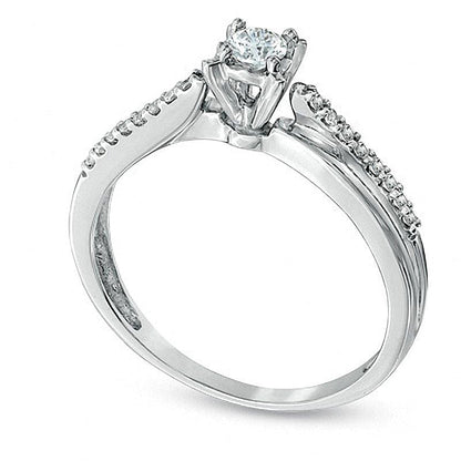 0.25 CT. TW Diamond Crisscross Promise Ring in 10K White Gold