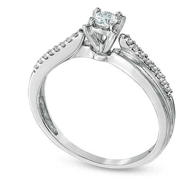 0.25 CT. TW Diamond Crisscross Promise Ring in 10K White Gold