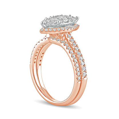 1.0 CT. TW Composite Marquise Diamond Bridal Set in 10K Rose Gold