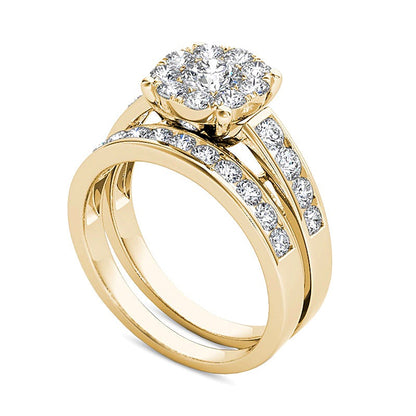 1.5 CT. TW Diamond Frame Bridal Set in 14K Gold
