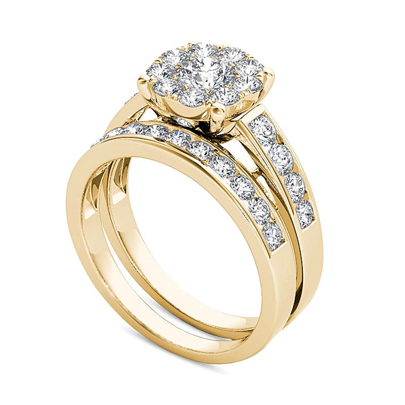 1.5 CT. TW Diamond Frame Bridal Set in 14K Gold