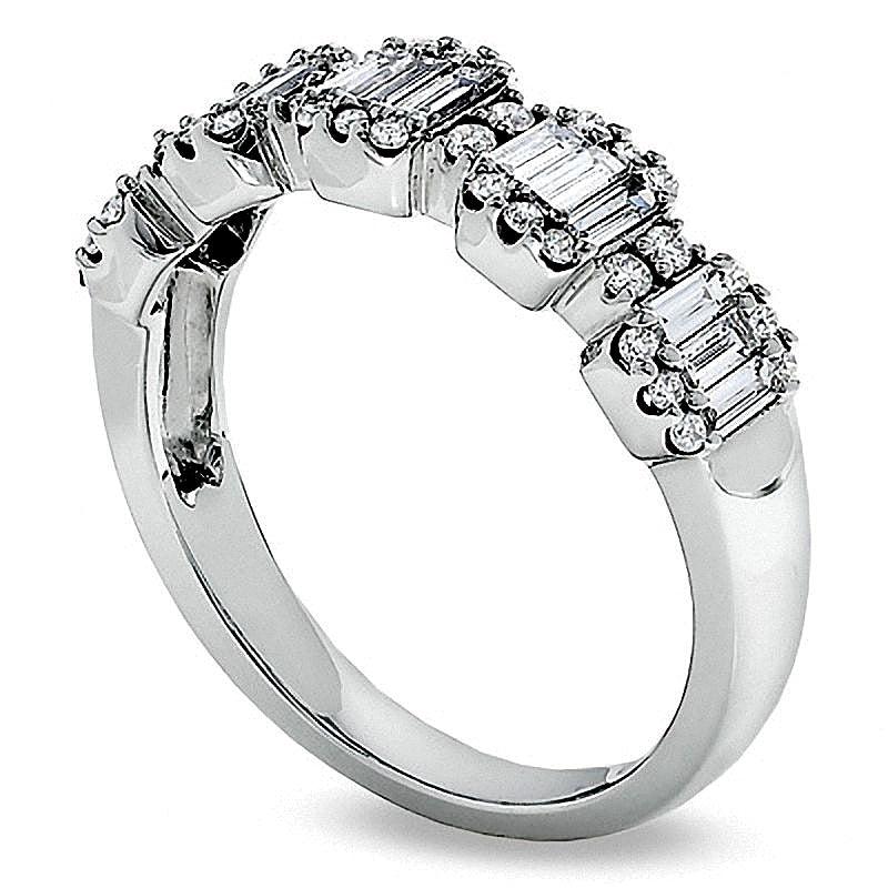 0.75 CT. TW Baguette and Round Multi-Diamond Band in 14K White Gold