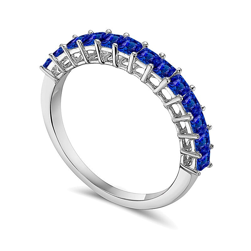 Princess-Cut Blue Sapphire Anniversary Band in 10K White Gold
