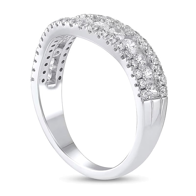1.0 CT. TW Diamond Edge Vintage-Style Contour Band in 14K White Gold